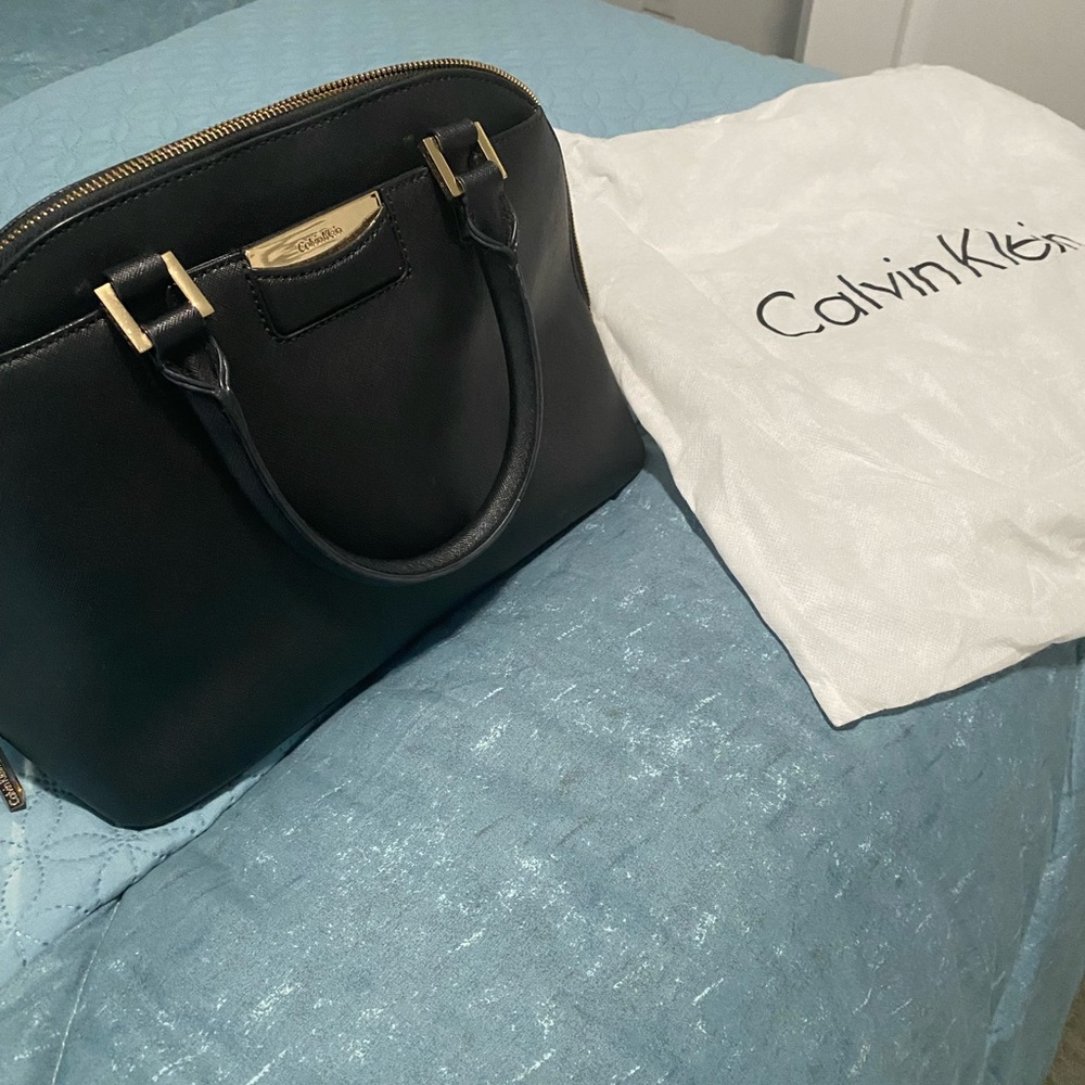Calvin Klein Black Satchel with Gold Hardware